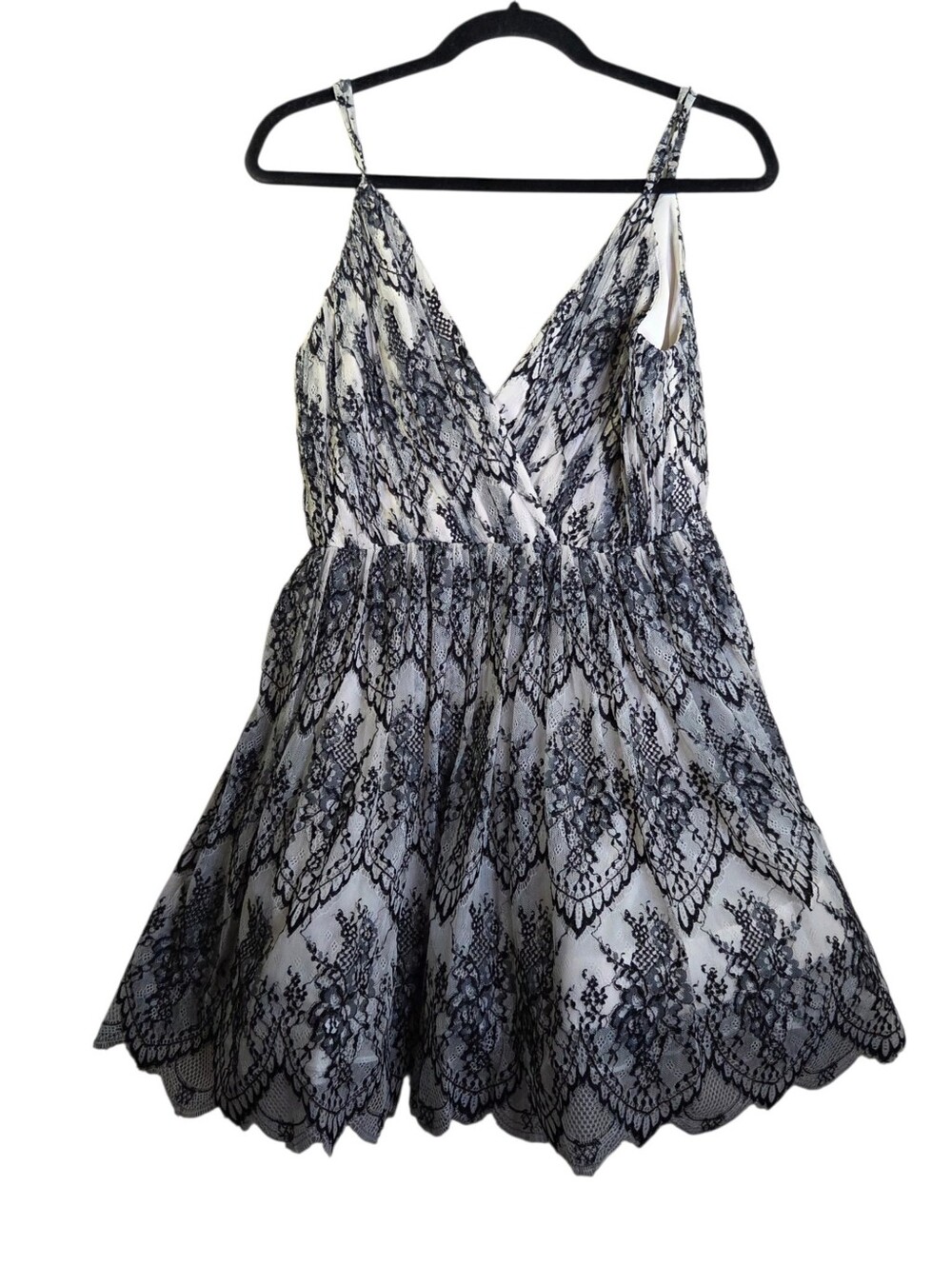 Alice + Olivia Cara Sleeveless Black Nude Party Dress Lace Skirt Women's Sz 6